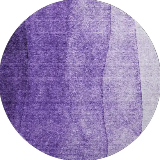 8' Purple And Ivory Ombre Washable Round Rug With UV Protection Photo 4