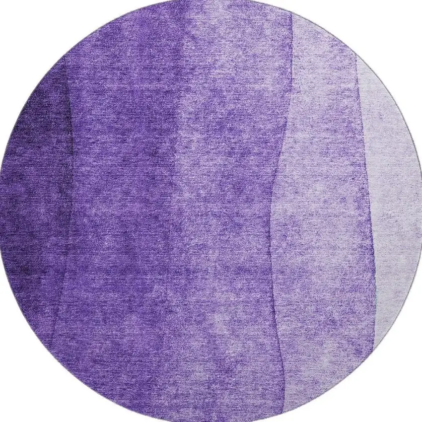 8' Purple And Ivory Ombre Washable Round Rug With UV Protection Photo 4