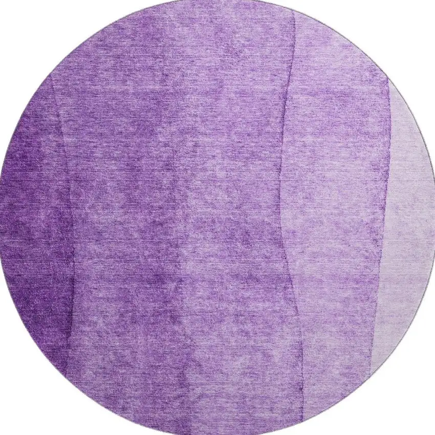 8' Purple And Ivory Ombre Washable Round Rug With UV Protection Photo 3
