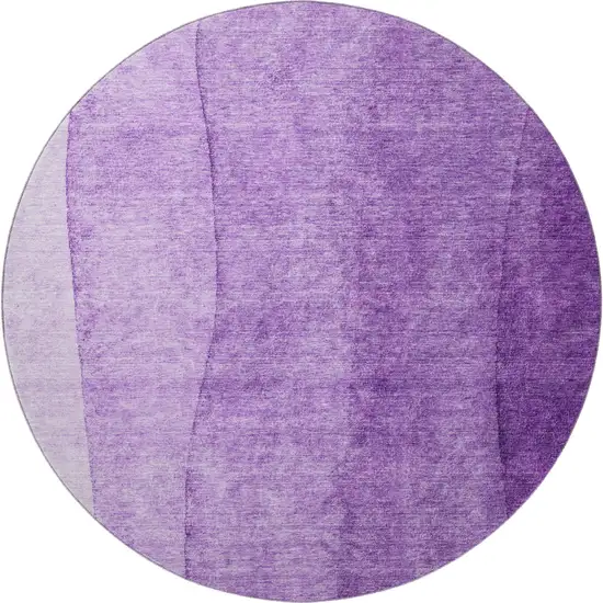 8' Purple And Ivory Ombre Washable Round Rug With UV Protection Photo 4