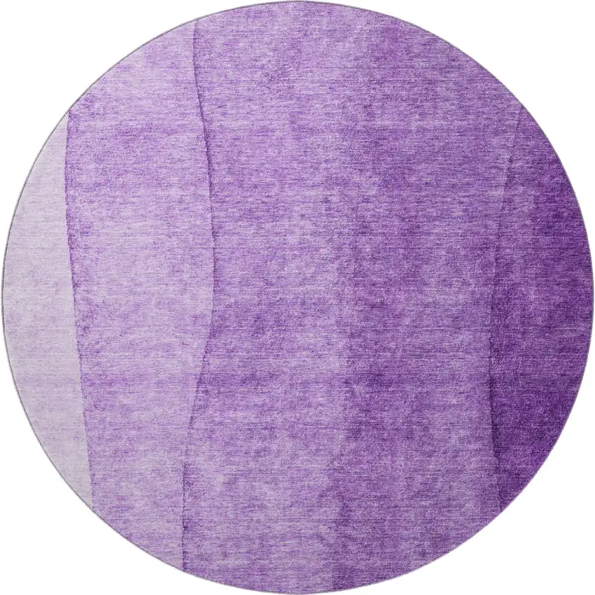8' Purple And Ivory Ombre Washable Round Rug With UV Protection Photo 4