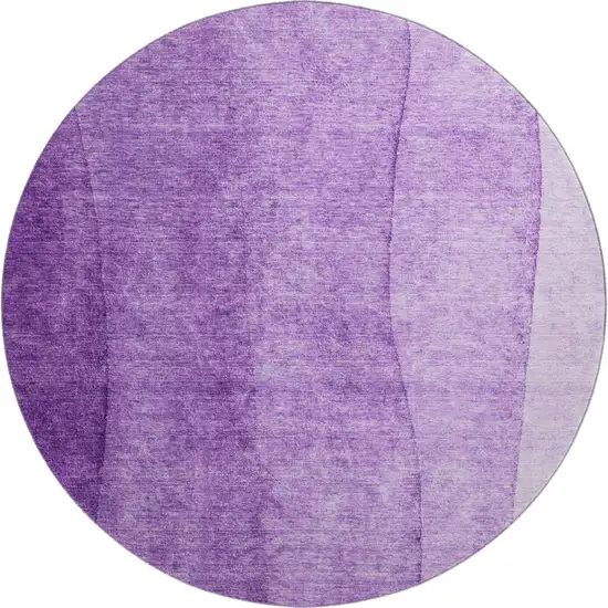 8' Purple And Ivory Ombre Washable Round Rug With UV Protection Photo 1