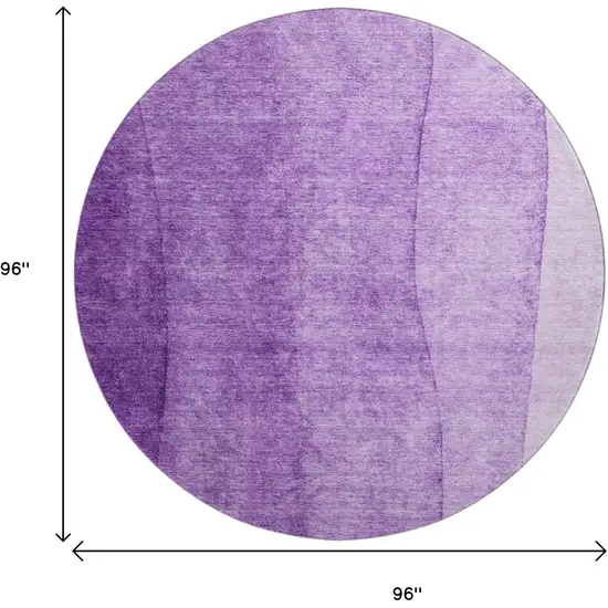 8' Purple And Ivory Ombre Washable Round Rug With UV Protection Photo 6