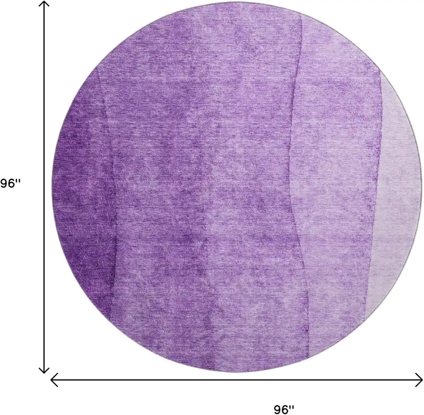 8' Purple And Ivory Ombre Washable Round Rug With UV Protection Photo 6