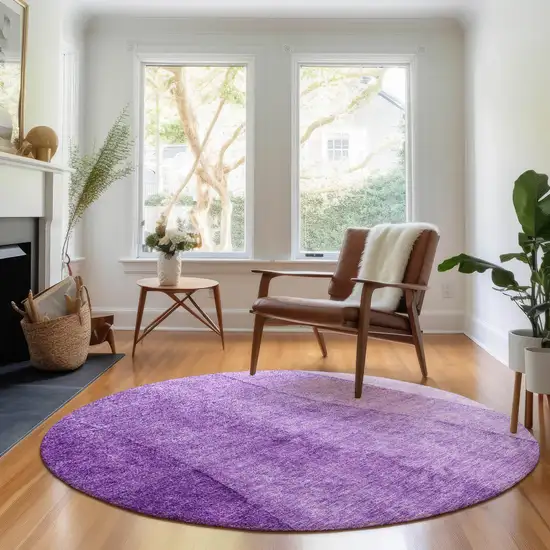 8' Purple And Ivory Ombre Washable Round Rug With UV Protection Photo 5