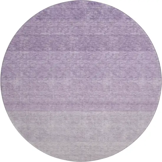 8' Purple And Ivory Ombre Washable Round Rug With UV Protection Photo 1