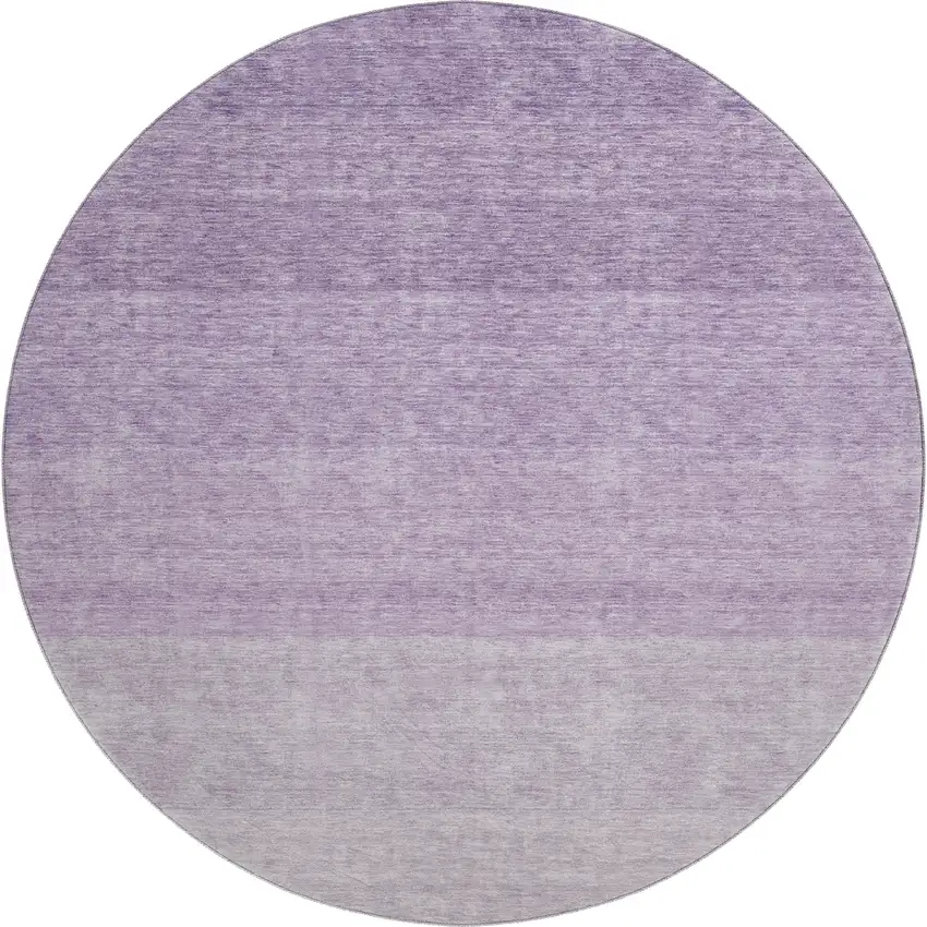 8' Purple And Ivory Ombre Washable Round Rug With UV Protection Photo 1