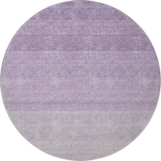 8' Purple And Ivory Ombre Washable Round Rug With UV Protection Photo 3