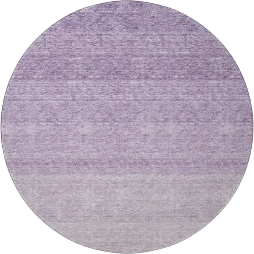 8' Purple And Ivory Ombre Washable Round Rug With UV Protection Photo 3