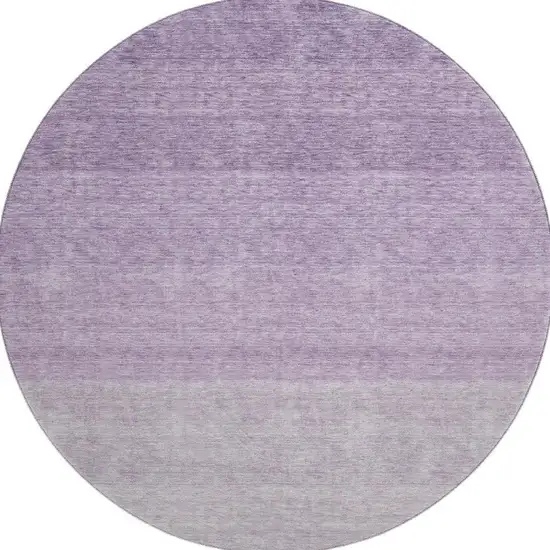 8' Purple And Ivory Ombre Washable Round Rug With UV Protection Photo 2