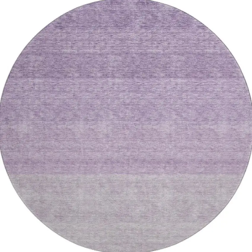8' Purple And Ivory Ombre Washable Round Rug With UV Protection Photo 2