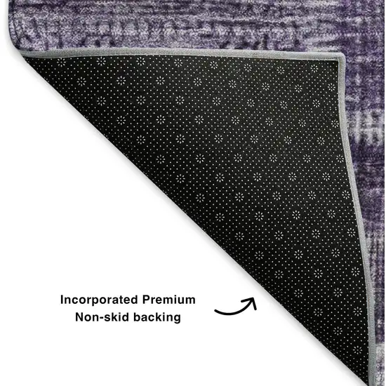 8' Purple And Ivory Patchwork Washable Round Rug With UV Protection Photo 5