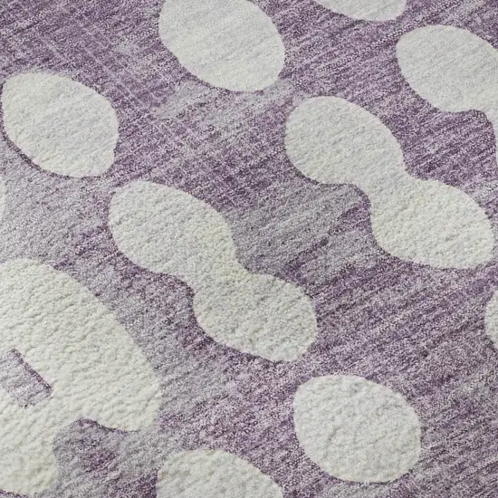 8' Purple And Ivory Polka Dot Washable Round Rug With UV Protection Photo 9