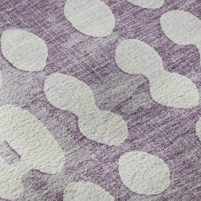 8' Purple And Ivory Polka Dot Washable Round Rug With UV Protection Photo 9