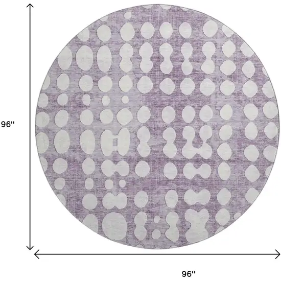 8' Purple And Ivory Polka Dot Washable Round Rug With UV Protection Photo 8