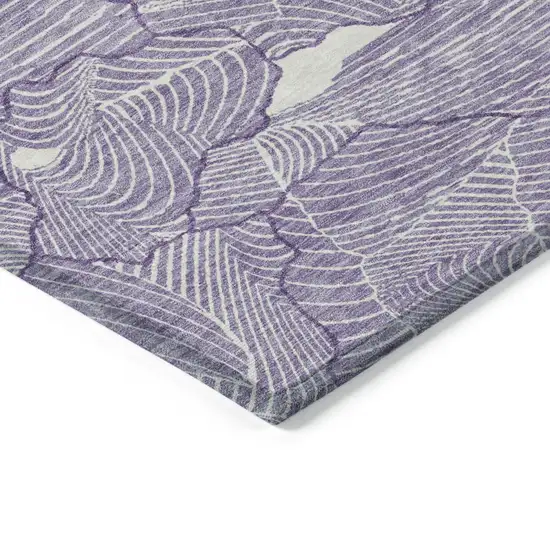 8' Purple And Ivory Round Abstract Washable Indoor Outdoor Area Rug Photo 4
