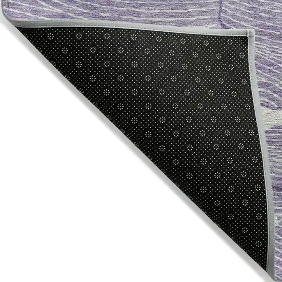 8' Purple And Ivory Round Abstract Washable Indoor Outdoor Area Rug Photo 3