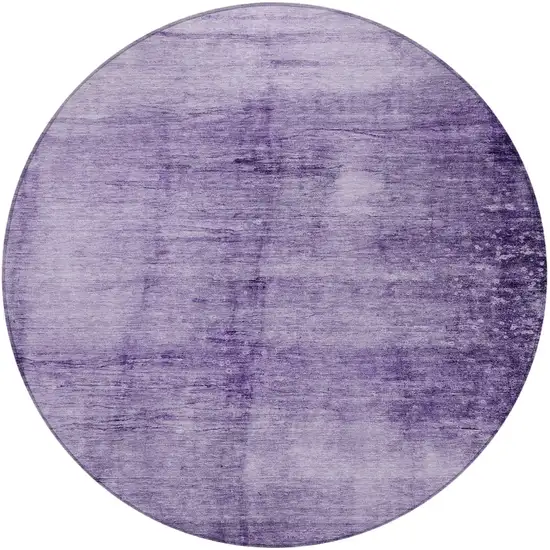 8' Purple And Ivory Round Abstract Washable Indoor Outdoor Area Rug Photo 3