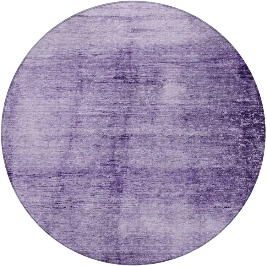 8' Purple And Ivory Round Abstract Washable Indoor Outdoor Area Rug Photo 3