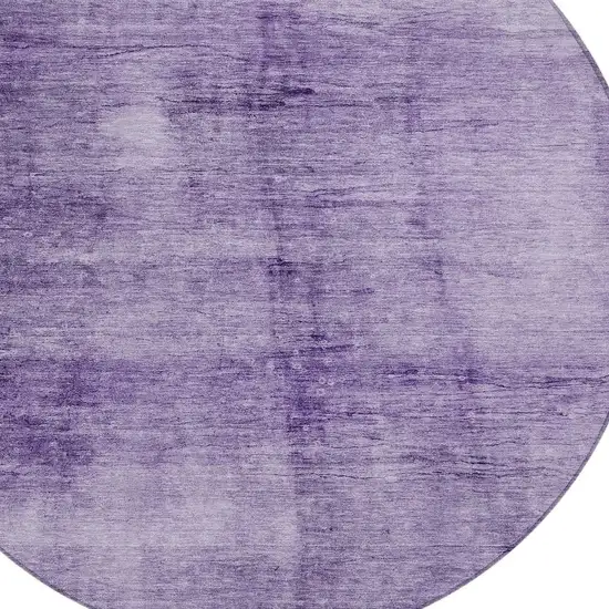 8' Purple And Ivory Round Abstract Washable Indoor Outdoor Area Rug Photo 4