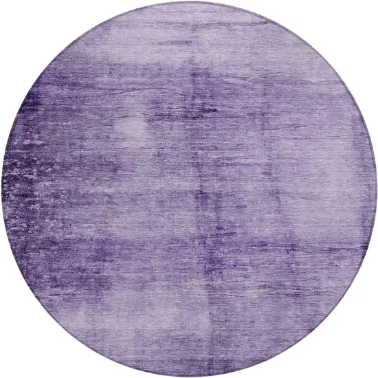 8' Purple And Ivory Round Abstract Washable Indoor Outdoor Area Rug Photo 1
