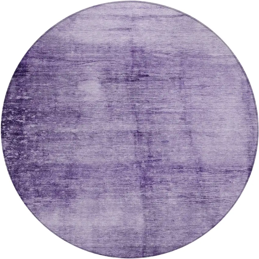 8' Purple And Ivory Round Abstract Washable Indoor Outdoor Area Rug Photo 1