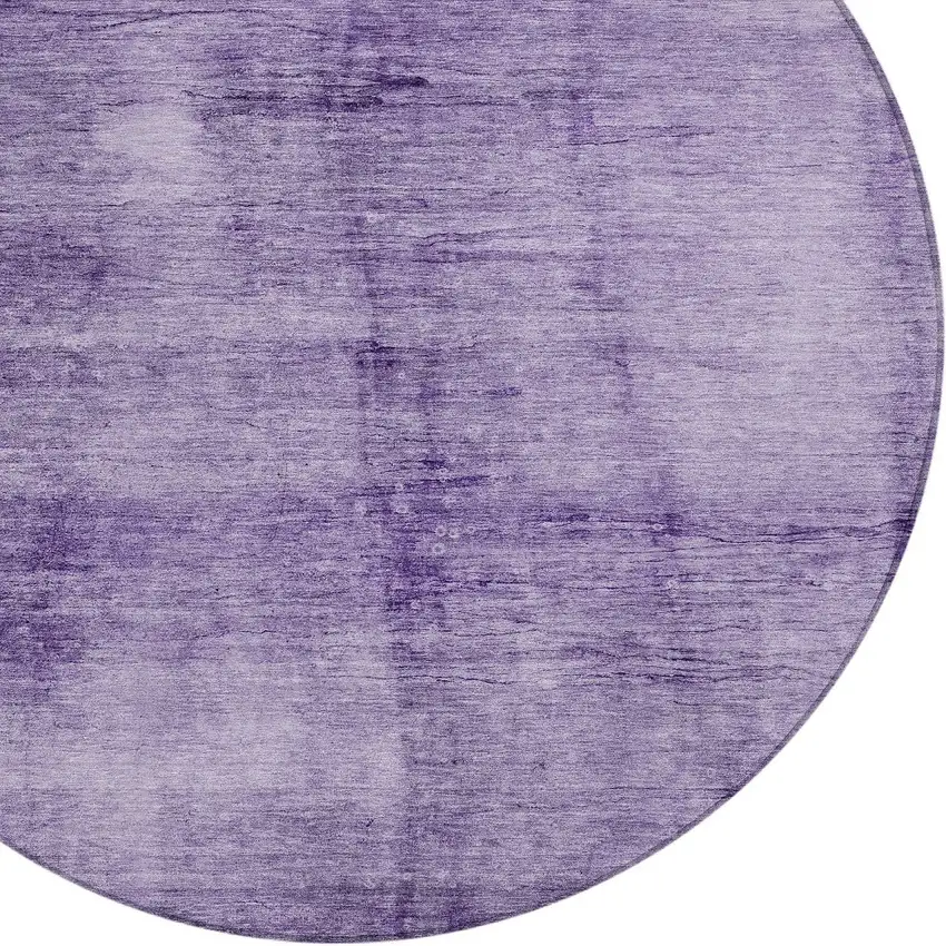 8' Purple And Ivory Round Abstract Washable Indoor Outdoor Area Rug Photo 8