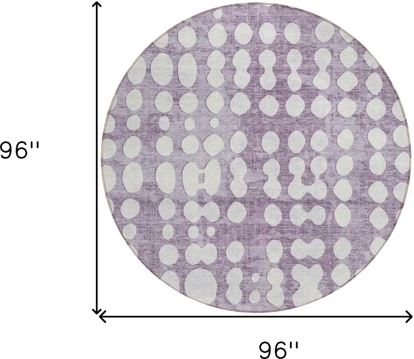 8' Purple And Ivory Round Abstract Washable Indoor Outdoor Area Rug Photo 3