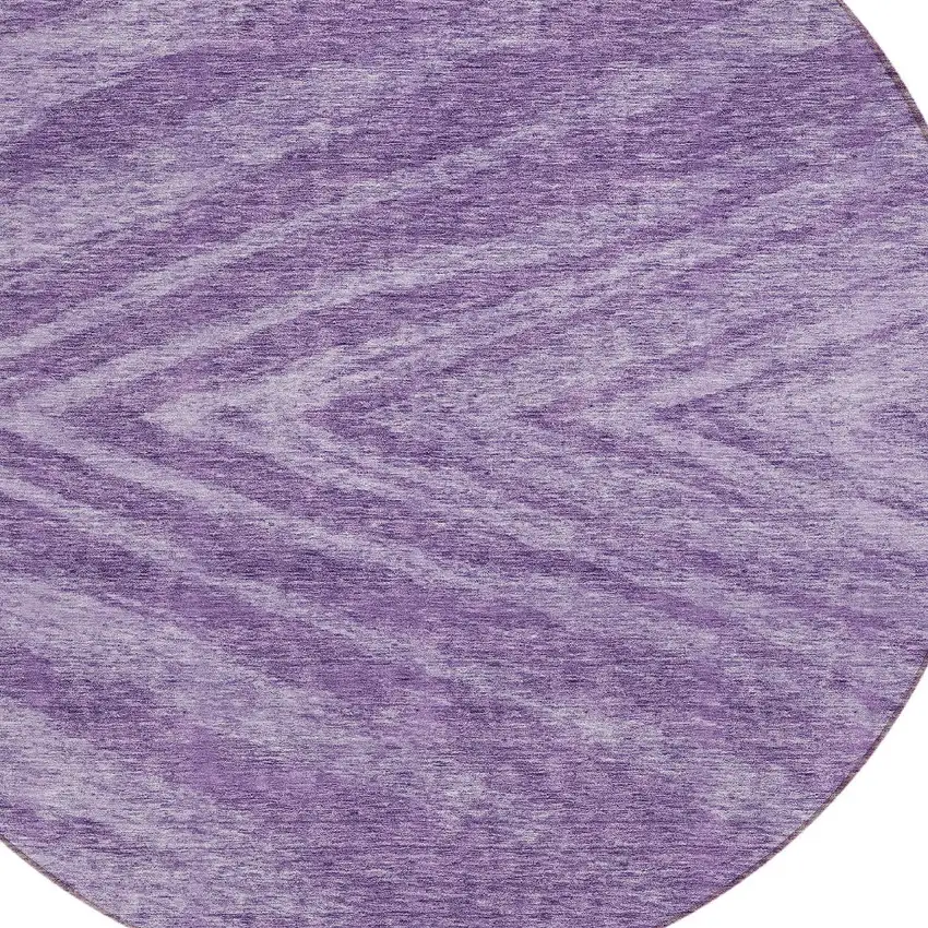 8' Purple And Ivory Round Abstract Washable Indoor Outdoor Area Rug Photo 4