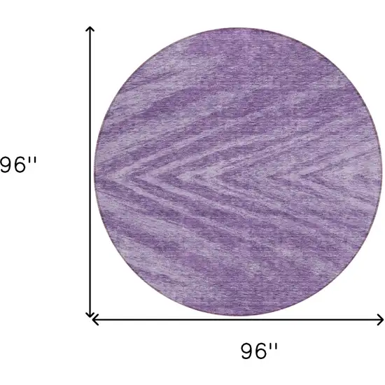 8' Purple And Ivory Round Abstract Washable Indoor Outdoor Area Rug Photo 3