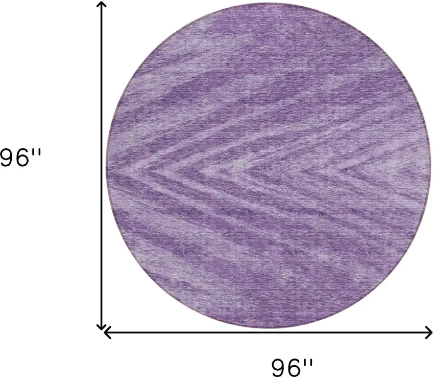 8' Purple And Ivory Round Abstract Washable Indoor Outdoor Area Rug Photo 3