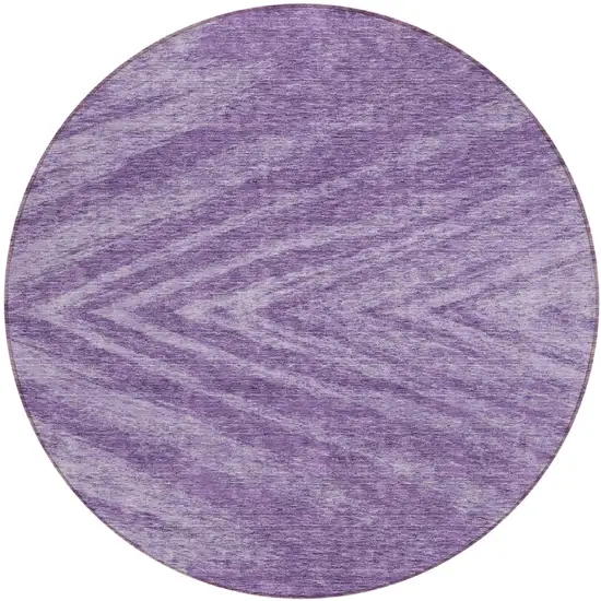 8' Purple And Ivory Round Abstract Washable Indoor Outdoor Area Rug Photo 2