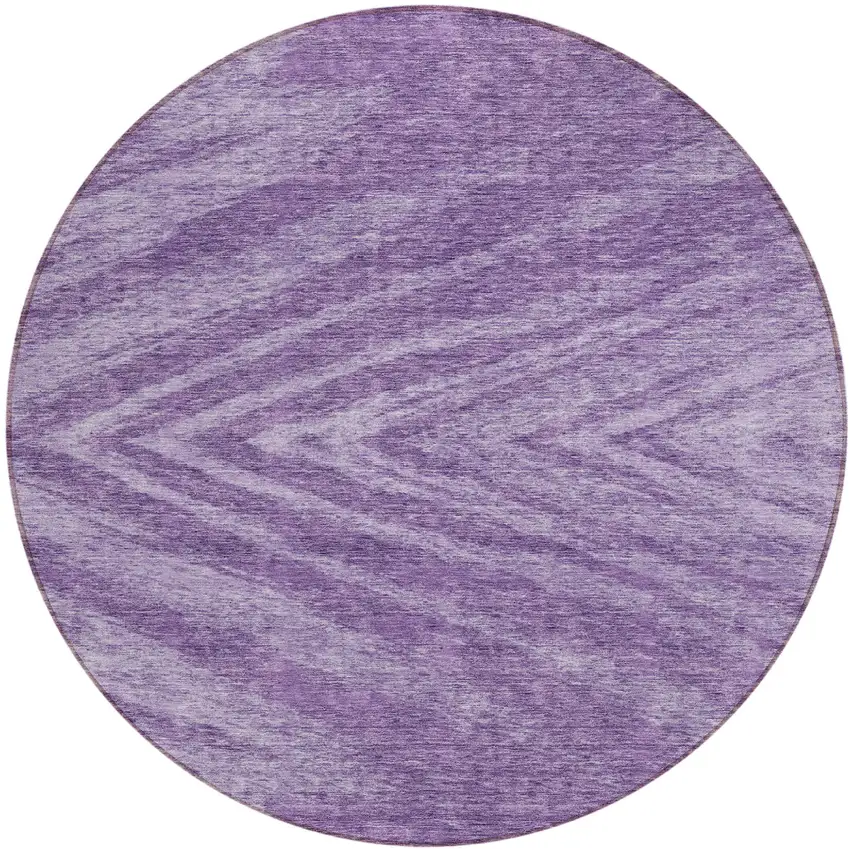 8' Purple And Ivory Round Abstract Washable Indoor Outdoor Area Rug Photo 2