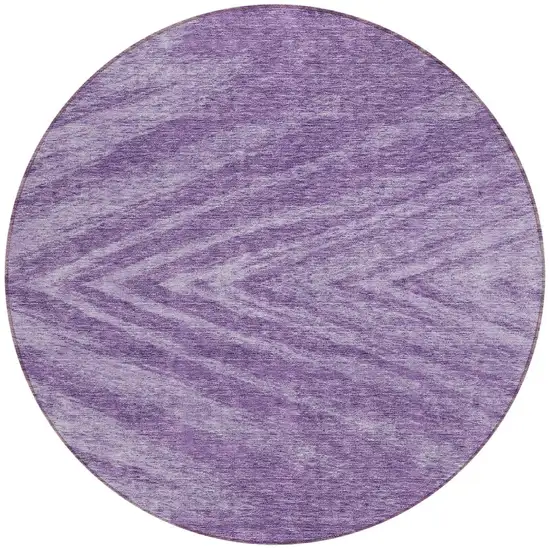 8' Purple And Ivory Round Abstract Washable Indoor Outdoor Area Rug Photo 5