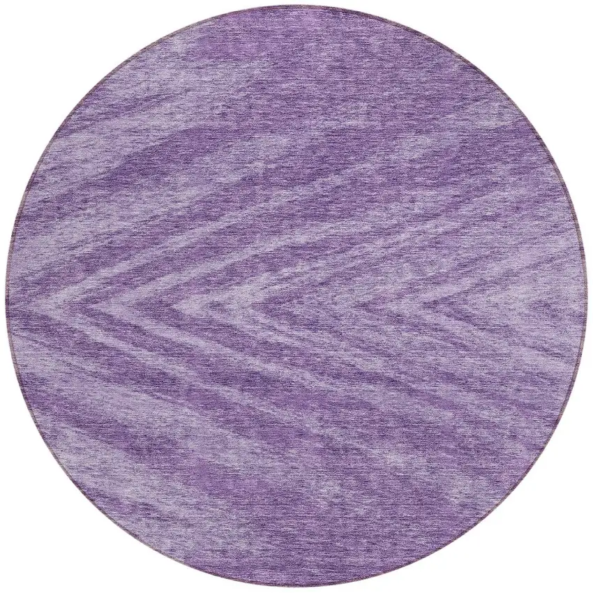 8' Purple And Ivory Round Abstract Washable Indoor Outdoor Area Rug Photo 5