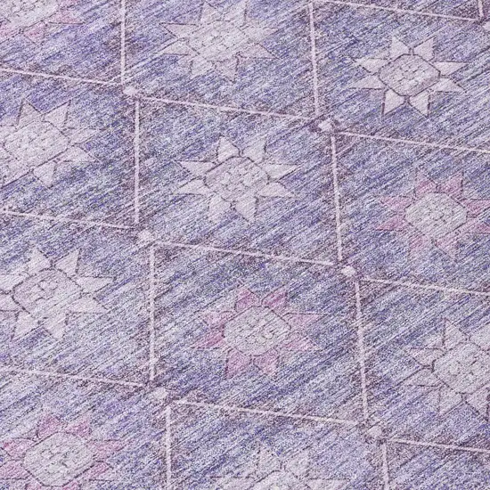 8' Purple And Ivory Round Floral Washable Indoor Outdoor Area Rug Photo 8