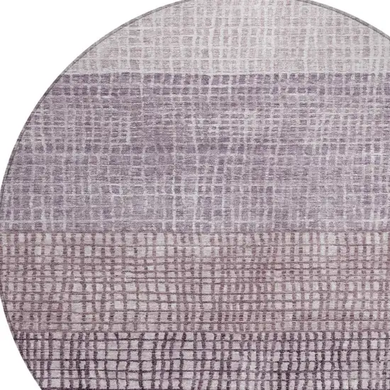 8' Purple And Ivory Round Geometric Washable Indoor Outdoor Area Rug Photo 8
