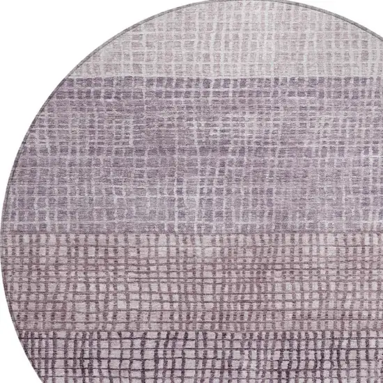 8' Purple And Ivory Round Geometric Washable Indoor Outdoor Area Rug Photo 4