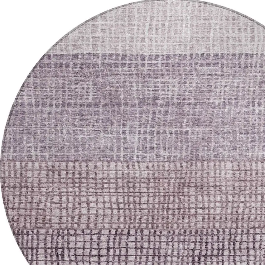 8' Purple And Ivory Round Geometric Washable Indoor Outdoor Area Rug Photo 4