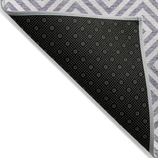 8' Purple And Ivory Round Geometric Washable Indoor Outdoor Area Rug Photo 3