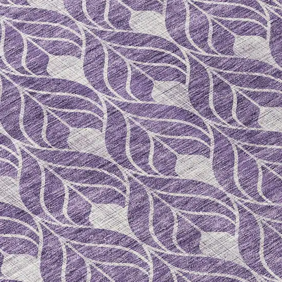 8' Purple And Ivory Round Geometric Washable Indoor Outdoor Area Rug Photo 8