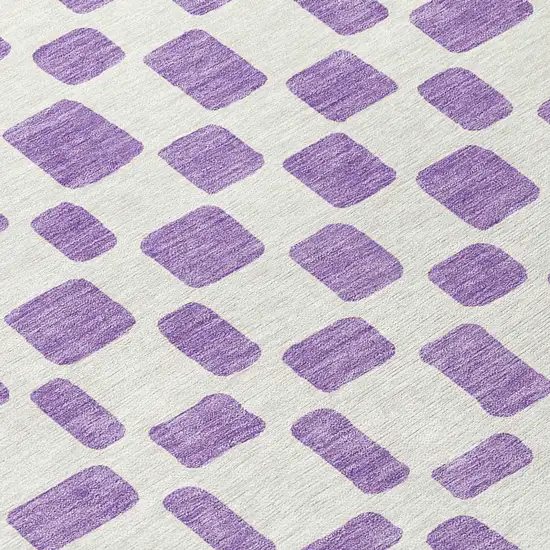 8' Purple And Ivory Round Geometric Washable Indoor Outdoor Area Rug Photo 8