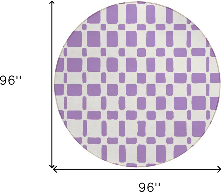 8' Purple And Ivory Round Geometric Washable Indoor Outdoor Area Rug Photo 3