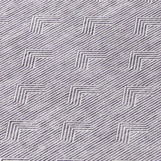 8' Purple And Ivory Round Geometric Washable Indoor Outdoor Area Rug Photo 7