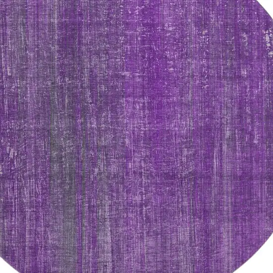 8' Purple And Ivory Striped Washable Round Rug With UV Protection Photo 3