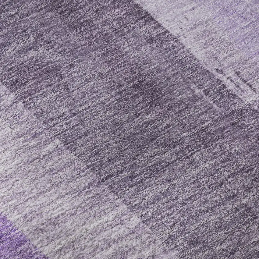 8' Purple And Ivory Striped Washable Round Rug With UV Protection Photo 8