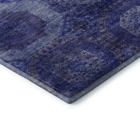 8' Purple And Lavender Abstract Geometric Washable Round Rug With UV Protection Photo 7