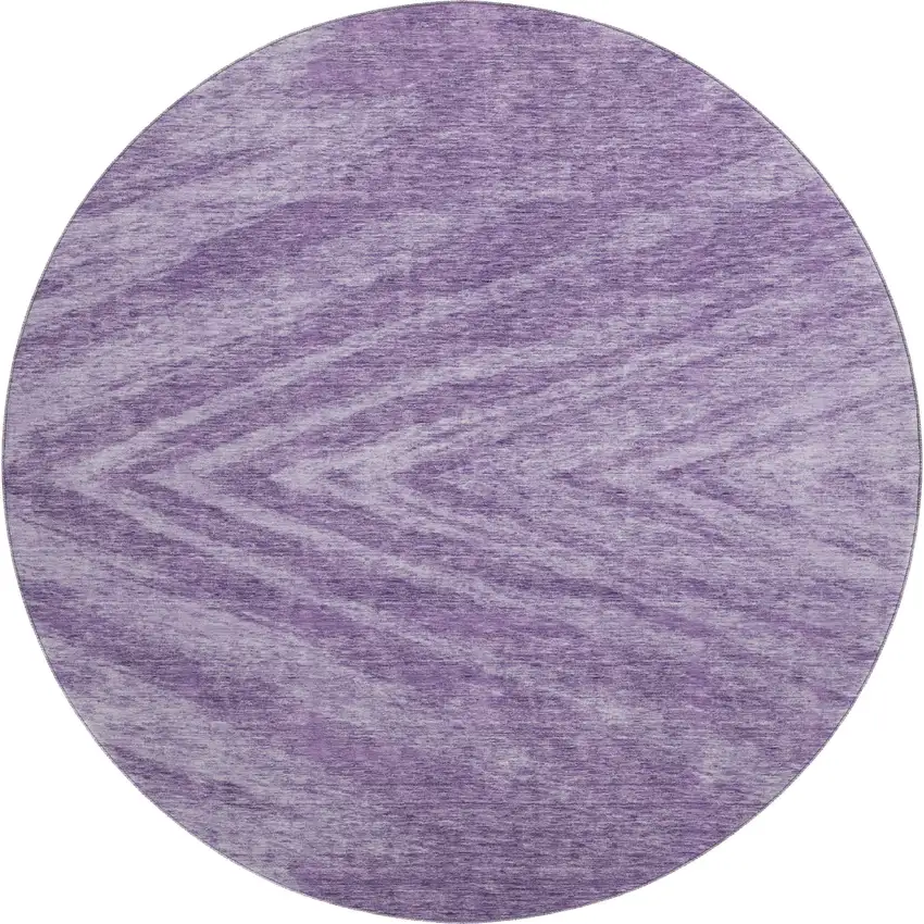 8' Purple And Lavender Abstract Washable Round Rug With UV Protection Photo 1
