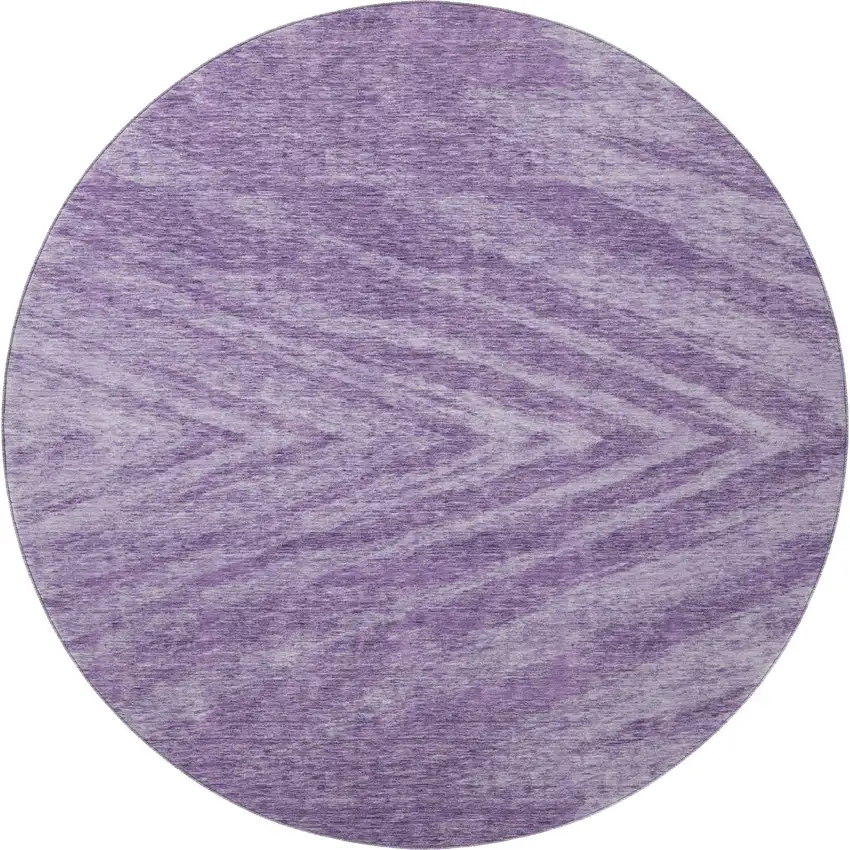 8' Purple And Lavender Abstract Washable Round Rug With UV Protection Photo 4