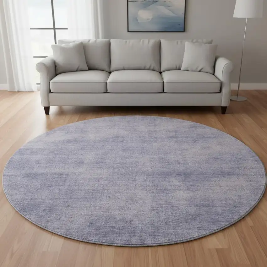 8' Purple And Lavender Abstract Washable Round Rug With UV Protection Photo 2